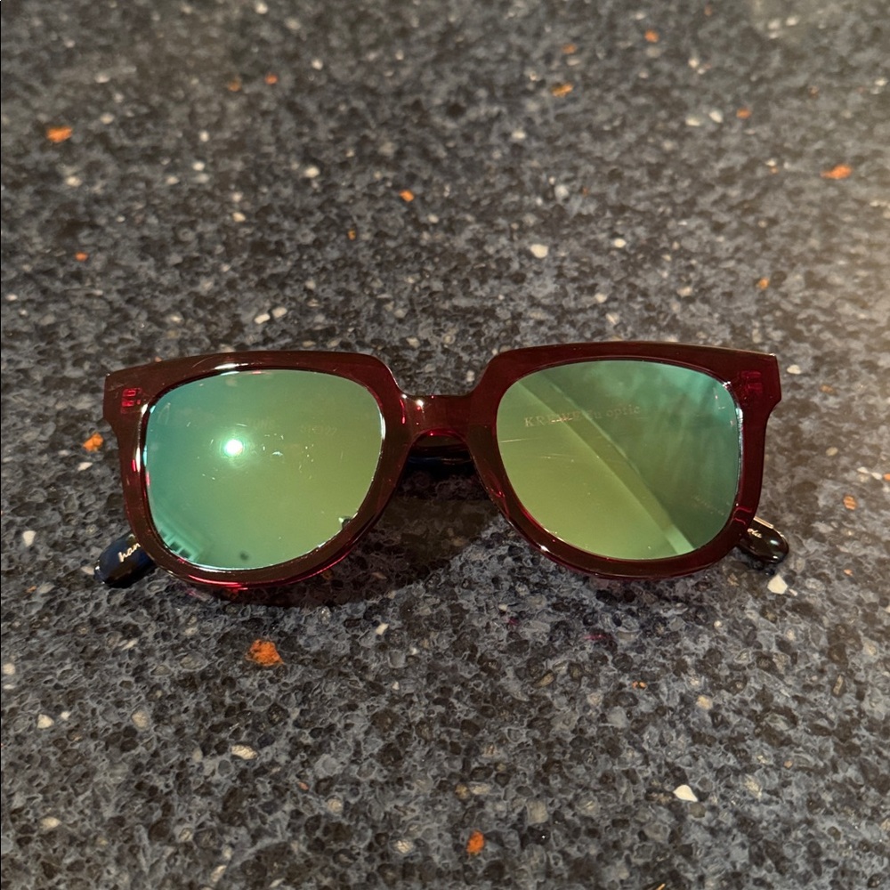 KREWE Rare Lyons Red Tortoiseshell with Blue Metallic Lens Sunglasses